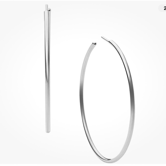 Michael Kors Brass Large Hoop Earrings for Women Color Silver Model MKJ4162040 - Picture 3 of 6